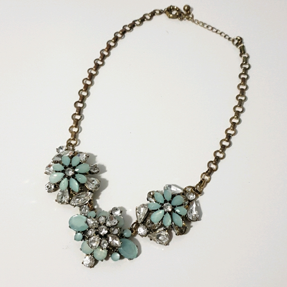 Turquoise floral chunky collar necklace